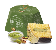 Panettone Verde Siciliano farcito e ricoperto al pistacchio 800gr